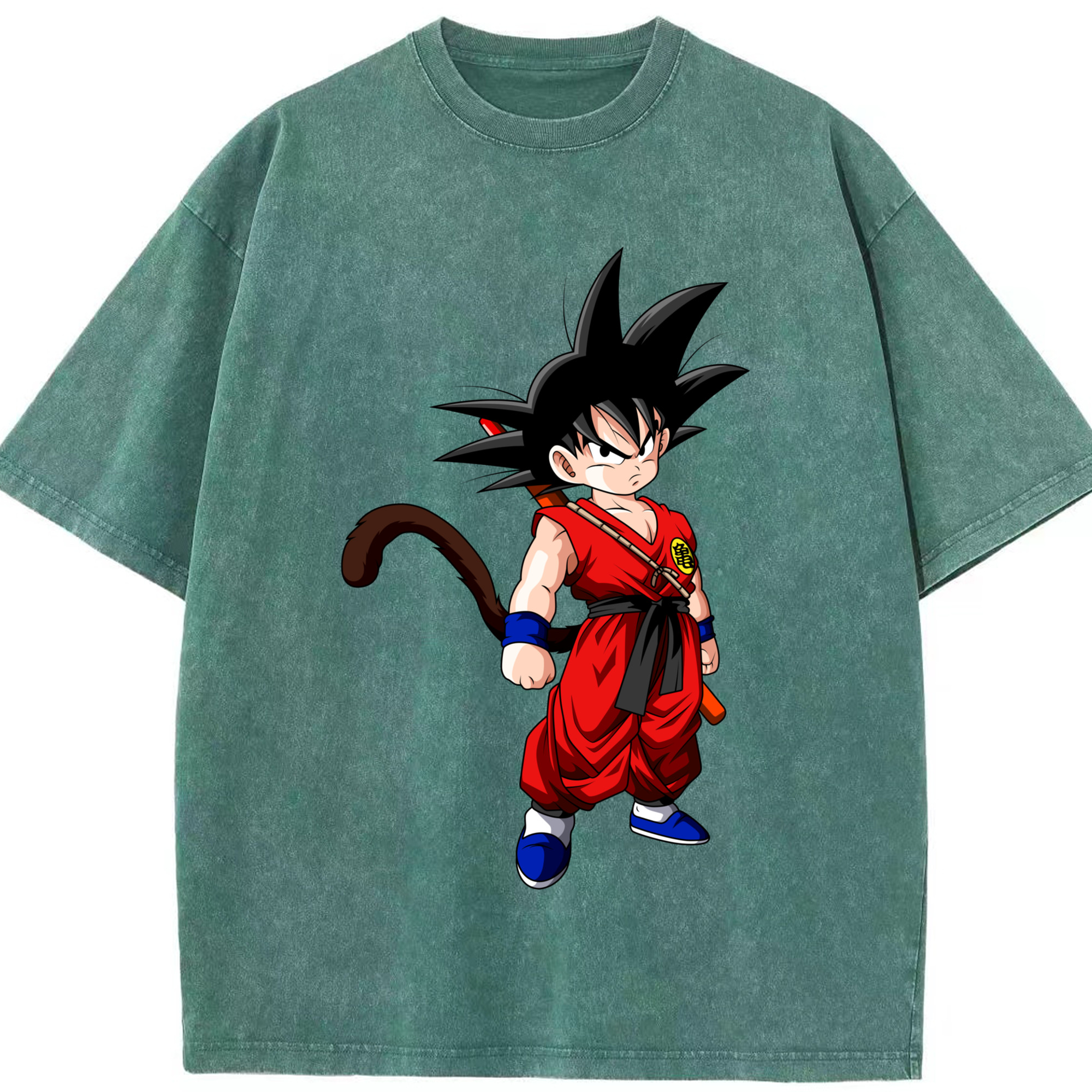 （画像用） ドラゴンボール 孫悟空（そん ごくう）Son Goku カカロット DRAGON BALL Kakarotto 綿100% ヴィンテージ風 半袖Tシャツ（フロントプリント）